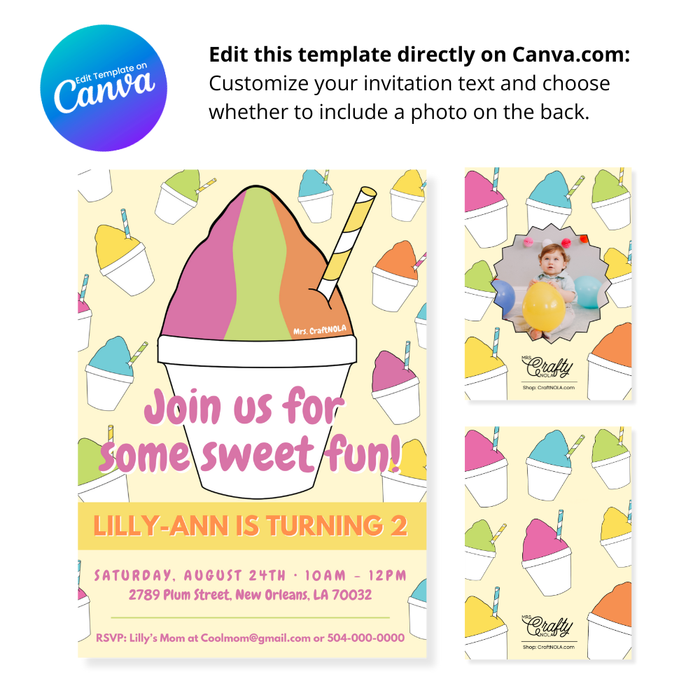 Mutli-Color Snowball Birthday Invitation - Canva Template
