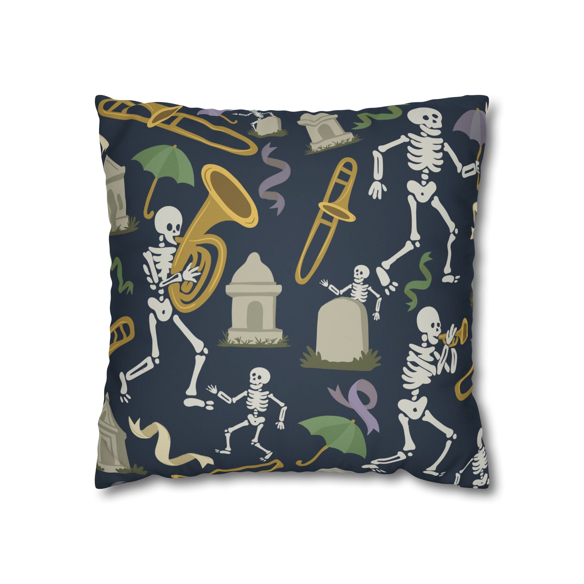 Spooky Skeleton Jazz Pillowcase, Halloween Decor, Decorative Cushion Cover, Fun Home Accessories, Seasonal Throw Pillow