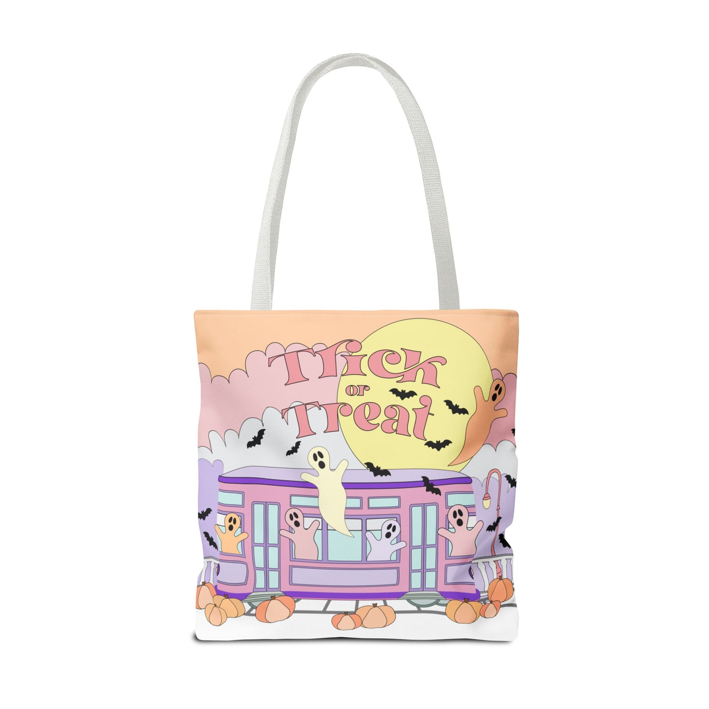 Trick-or-Treat Pastel New Orleans Ghost Tote Bag  Street Car Boo