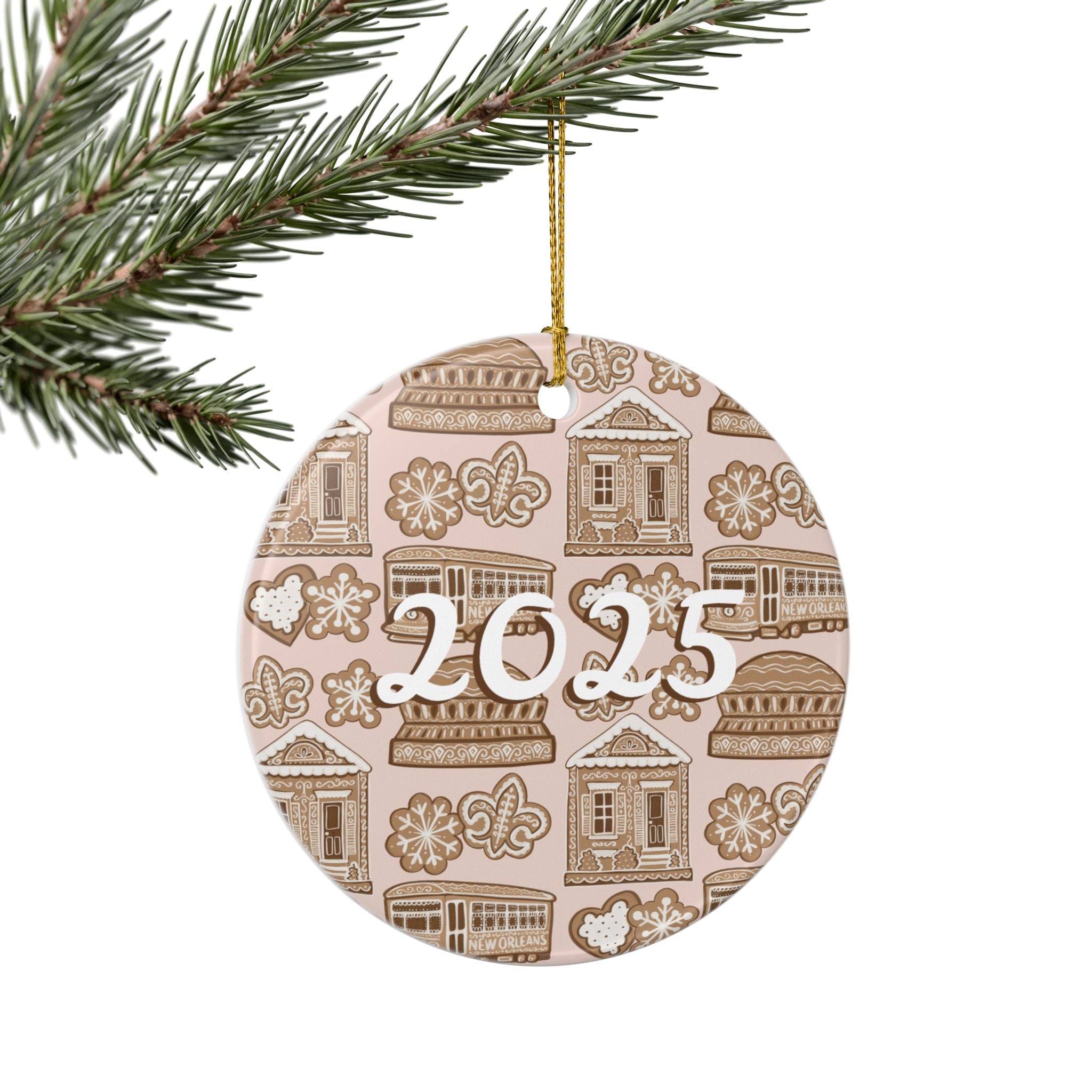 2025 New Orleans Christmas Ceramic Ornaments (2-Side Print)