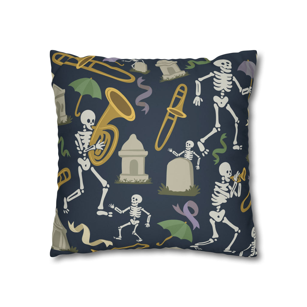 Spooky Skeleton Jazz Pillowcase, Halloween Decor, Decorative Cushion Cover, Fun Home Accessories, Seasonal Throw Pillow