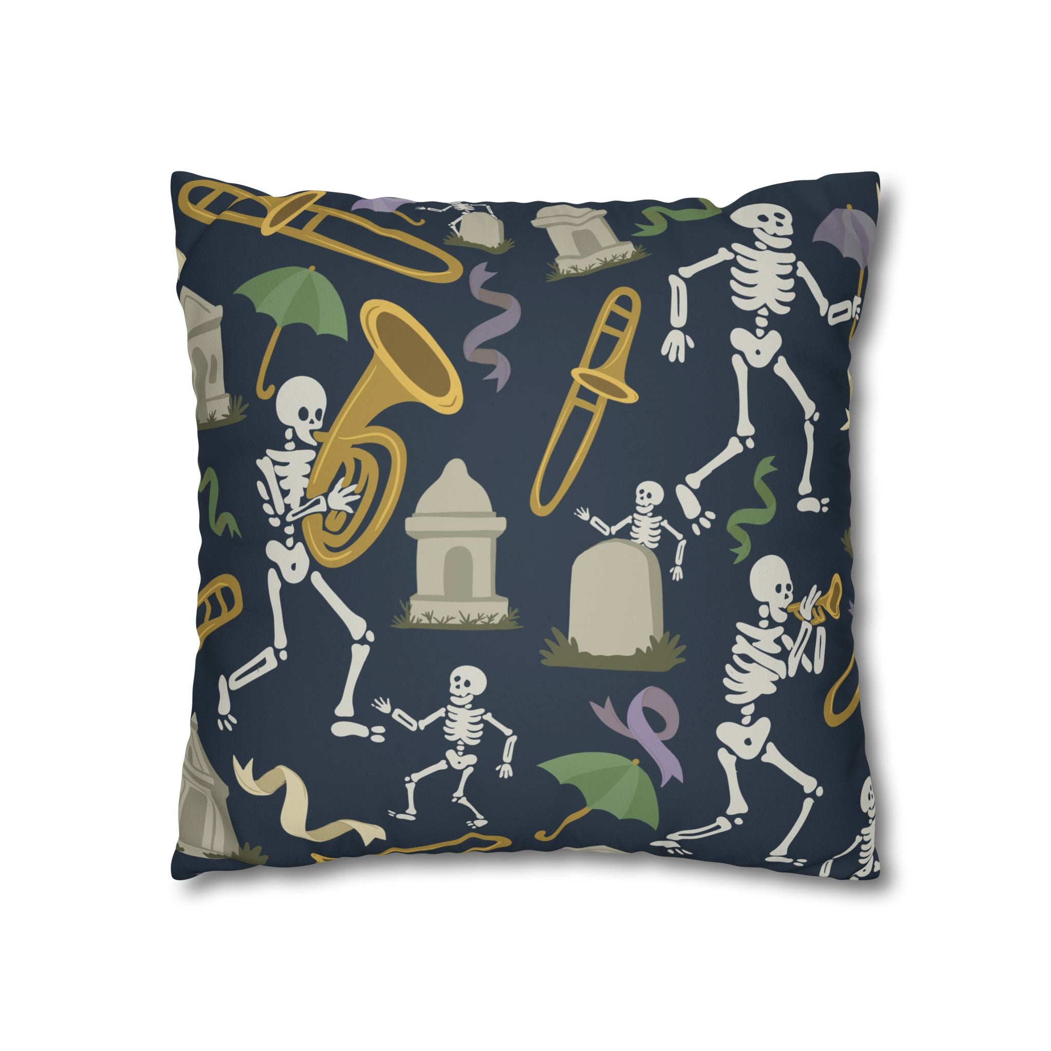 Spooky Skeleton Jazz Pillowcase, Halloween Decor, Decorative Cushion Cover, Fun Home Accessories, Seasonal Throw Pillow