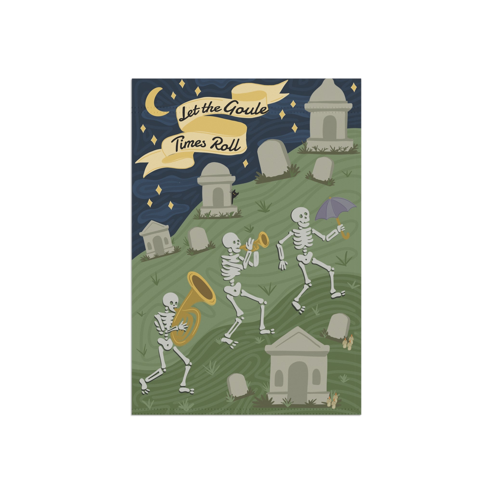 Banner, New Orleans Cemetery Skeletons, Goule Times Roll, Halloween Outdoor Decor, Gothic House Flag, Halloween Party Decor, Halloween