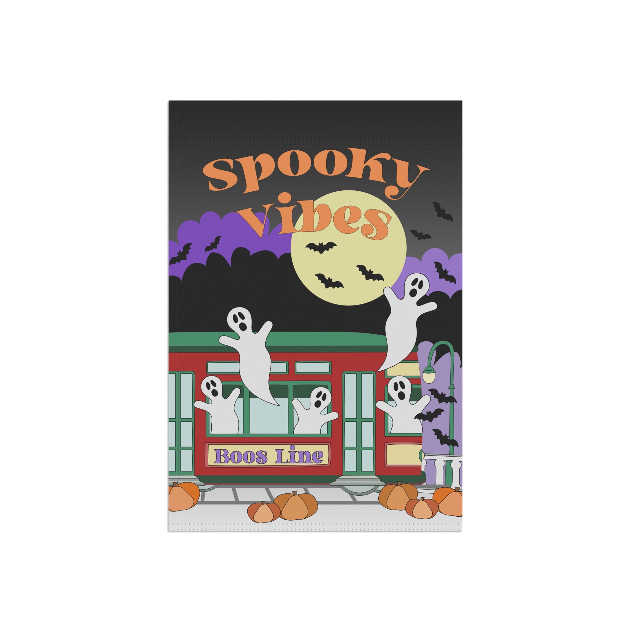 Spooky Vibes Streetcar – Garden & House Banner (New Orleans Halloween)