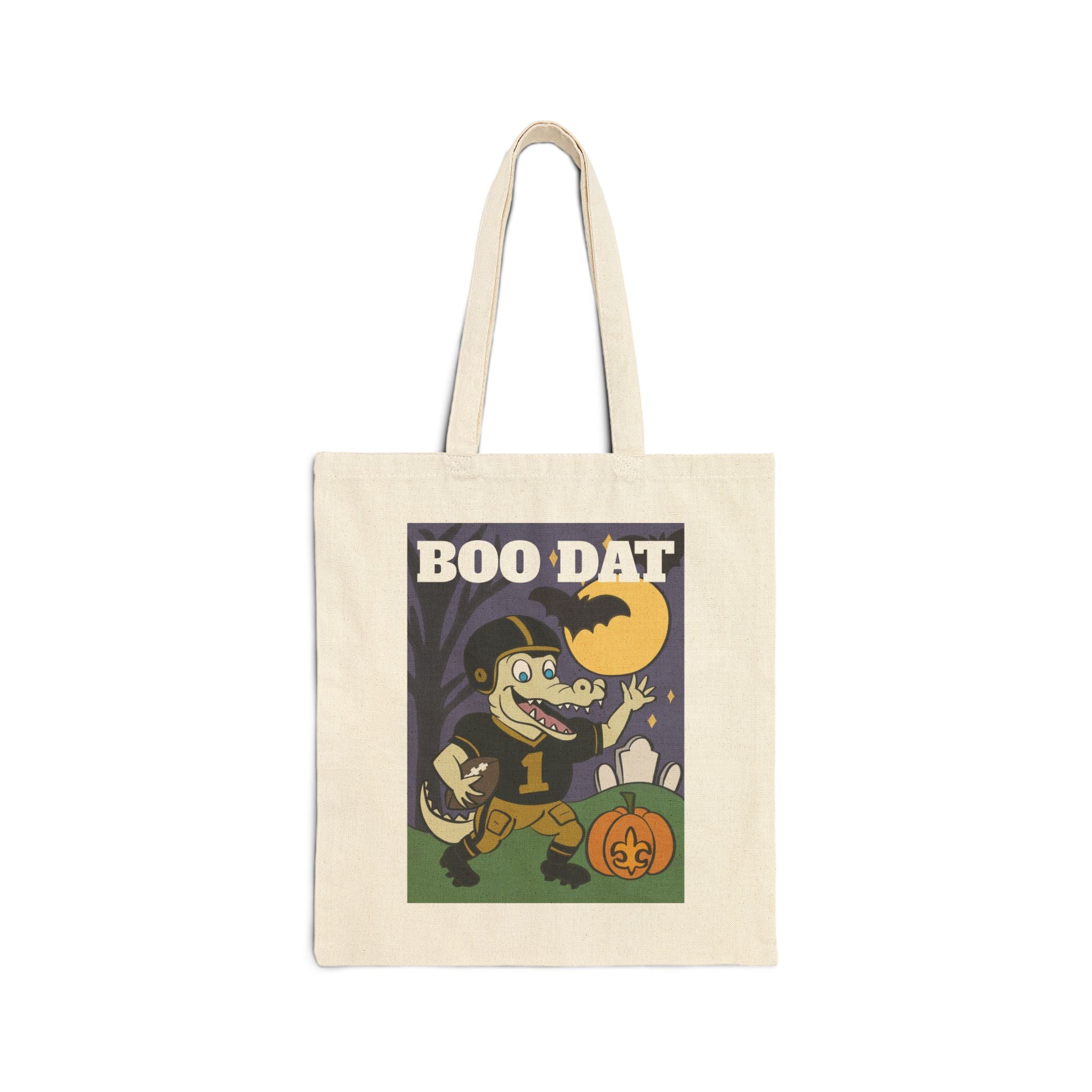 Halloween Tote Bag, Boo Dat Canvas Bag, Trick or Treat Bag, Fall Tote, Eco-Friendly Halloween Gift, Spooky Seasonal Tote