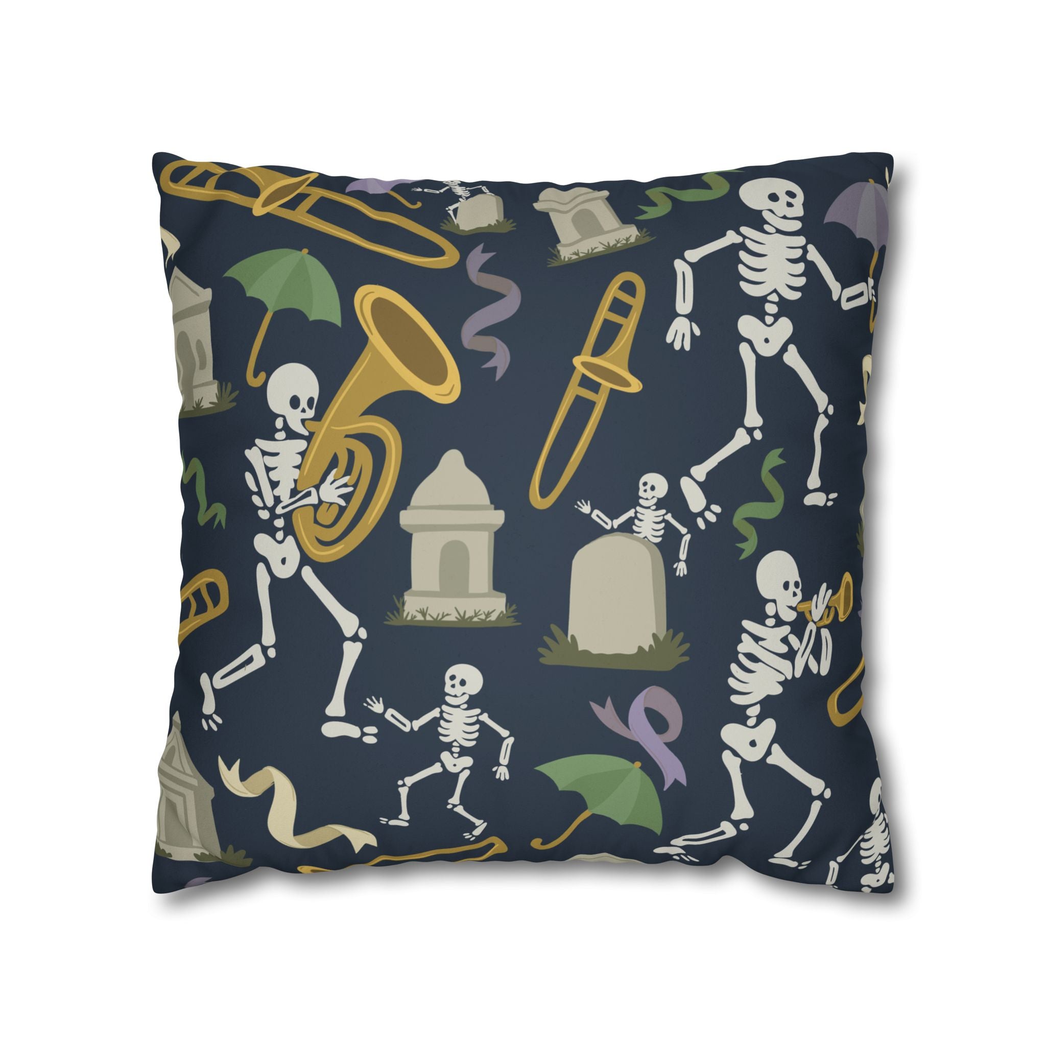 Spooky Skeleton Jazz Pillowcase, Halloween Decor, Decorative Cushion Cover, Fun Home Accessories, Seasonal Throw Pillow