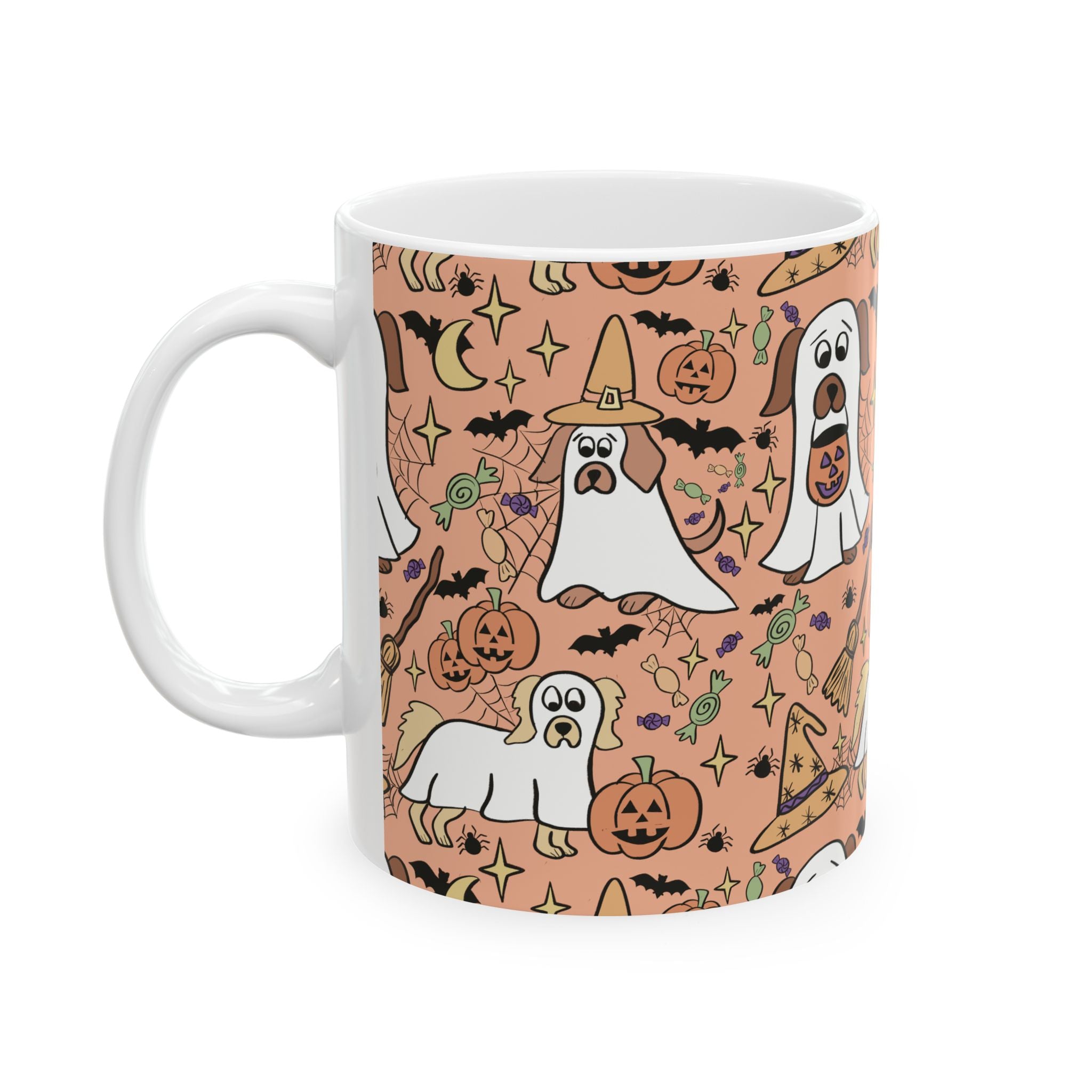 Halloween Dog-Themed Ceramic Mug, Perfect for Spooky Season, Dog Lovers, Halloween Decor, Coffee Cup, Pet Gifts