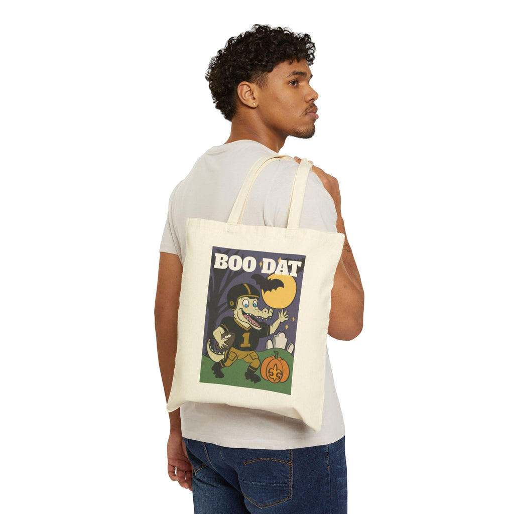 Halloween Tote Bag, Boo Dat Canvas Bag, Trick or Treat Bag, Fall Tote, Eco-Friendly Halloween Gift, Spooky Seasonal Tote