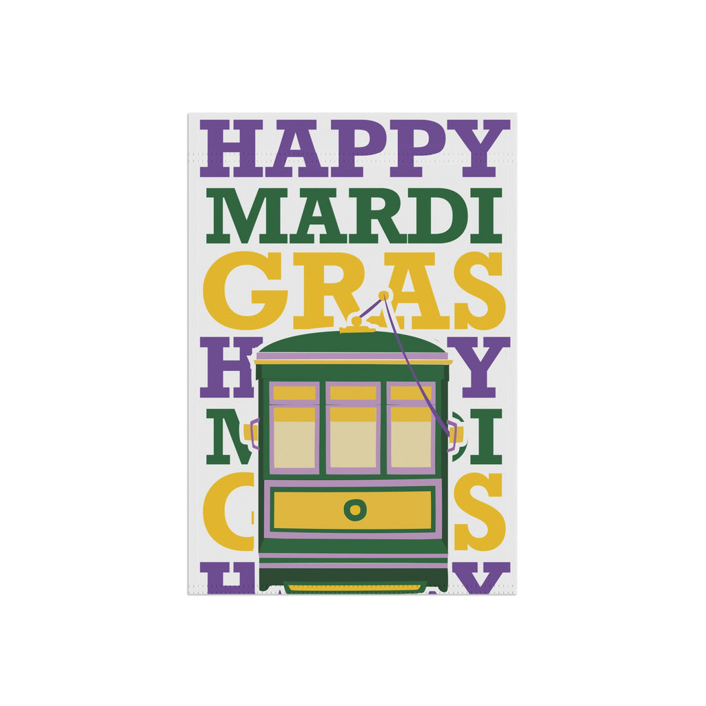 Happy Mardi Gras Street Car Garden & House Banner