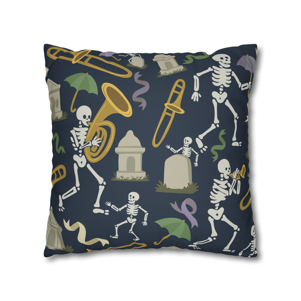 Spooky Skeleton Jazz Pillowcase, Halloween Decor, Decorative Cushion Cover, Fun Home Accessories, Seasonal Throw Pillow