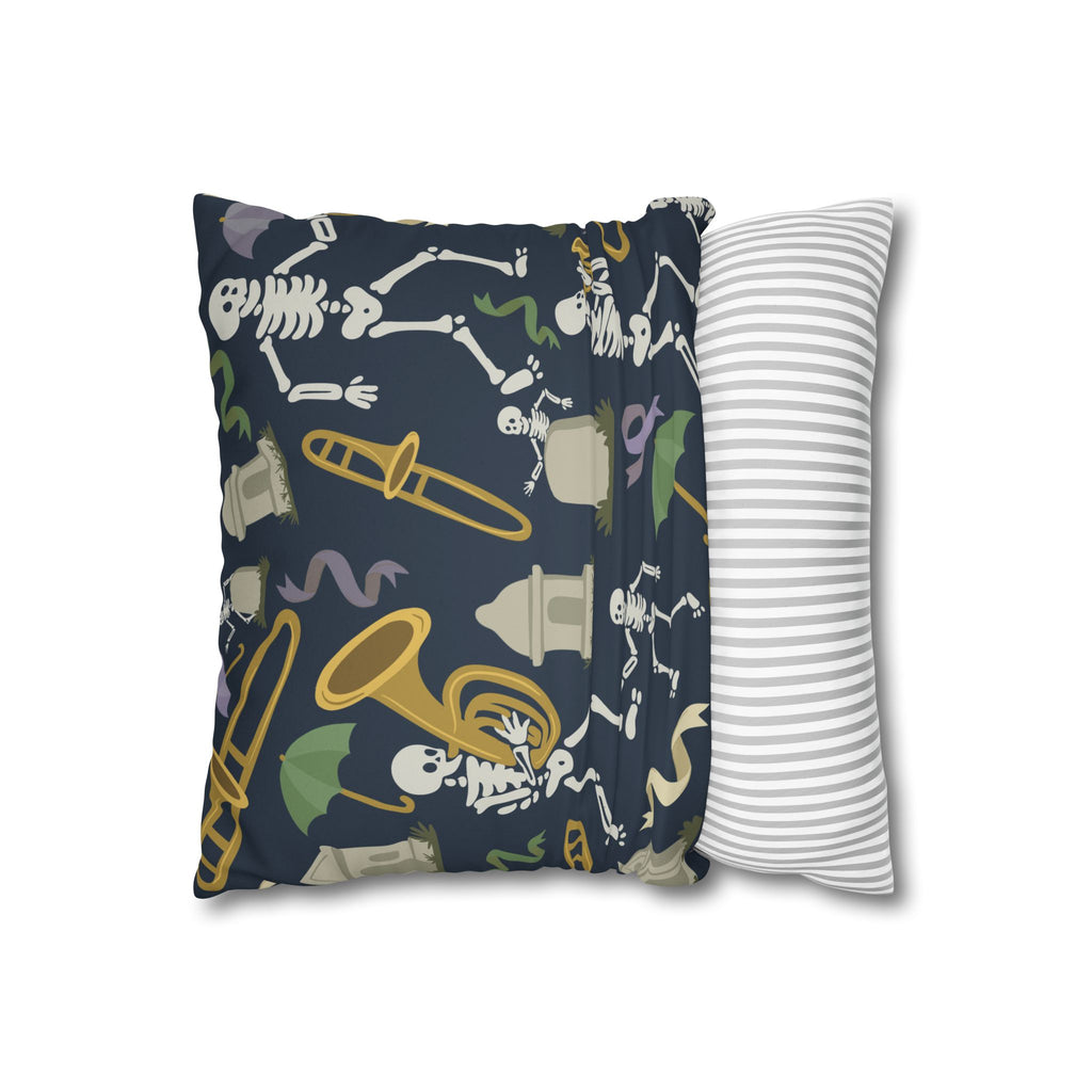 Spooky Skeleton Jazz Pillowcase, Halloween Decor, Decorative Cushion Cover, Fun Home Accessories, Seasonal Throw Pillow