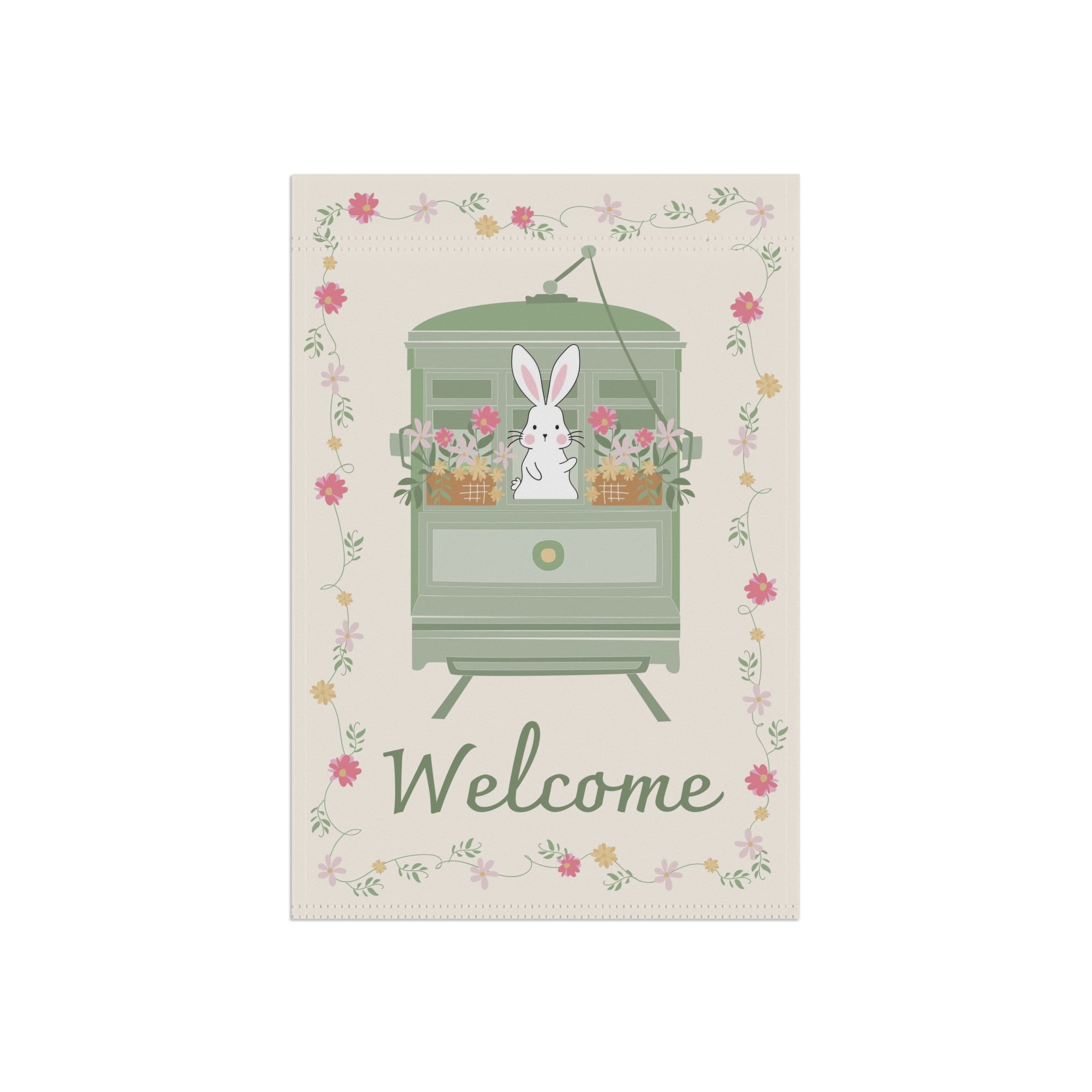 Spring Bunny Garden Banner - Welcome Flag for Garden