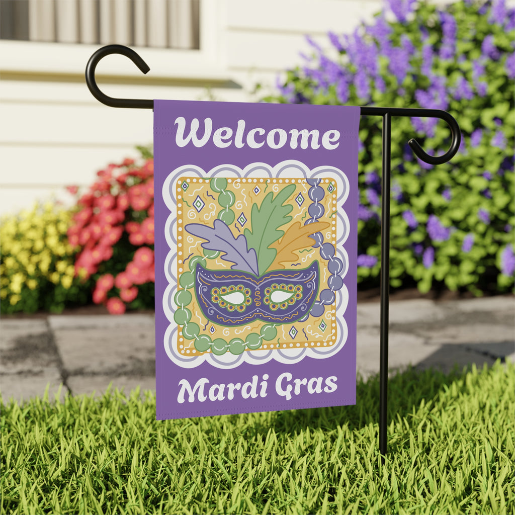 Mardi Gras Mask Welcome Garden Flag