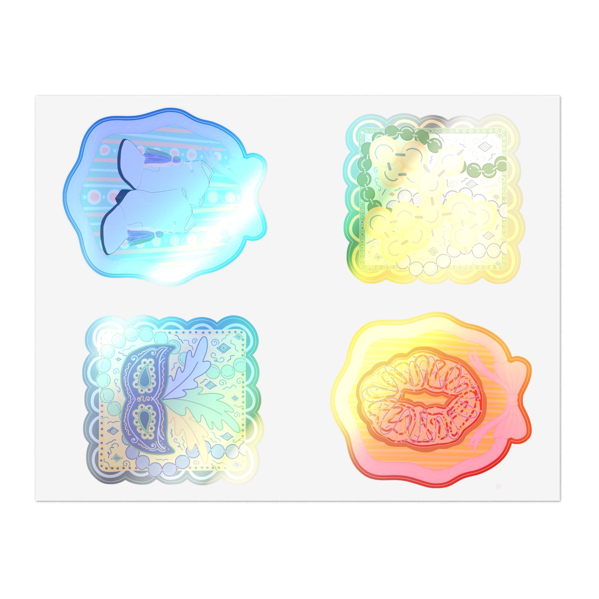 Mardi Gras Sticker Sheet — Cute Pastel carnival Decorative Stickers