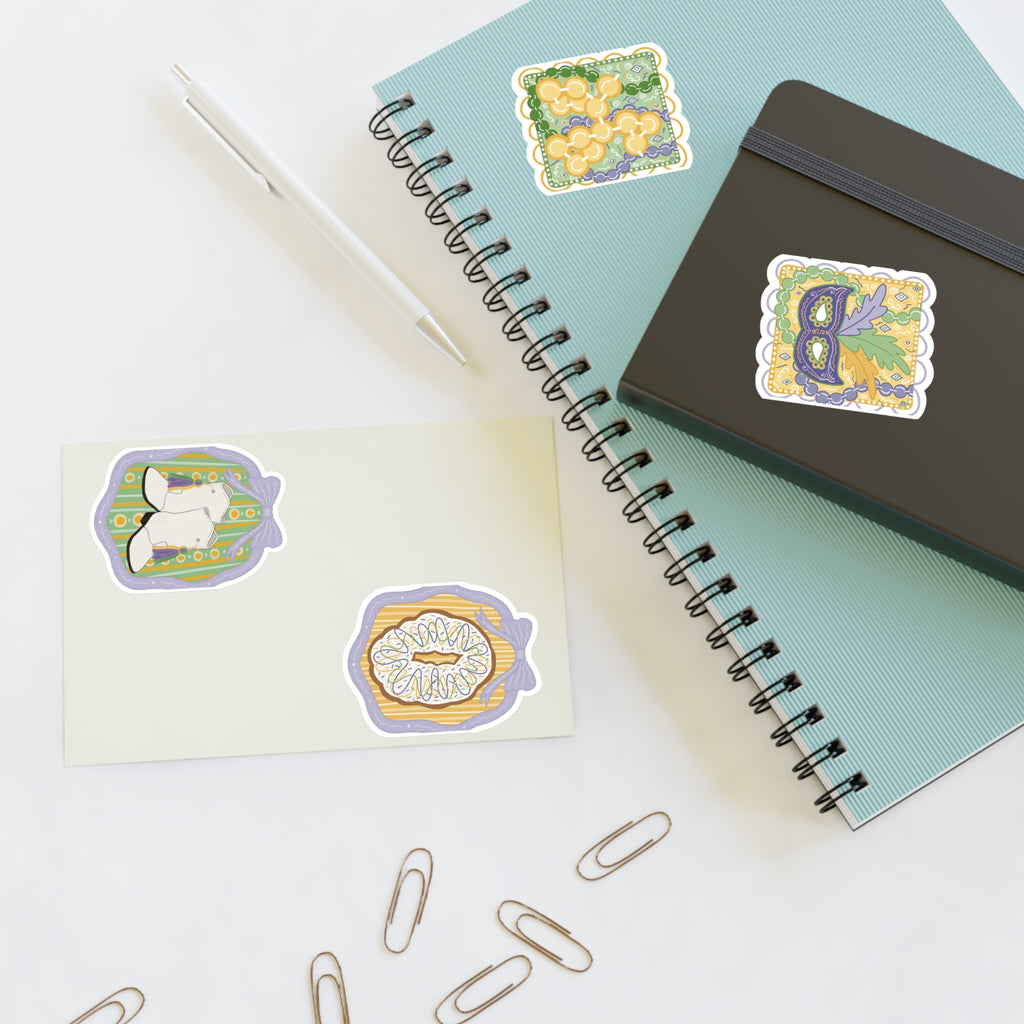 Mardi Gras Sticker Sheet — Cute Pastel carnival Decorative Stickers
