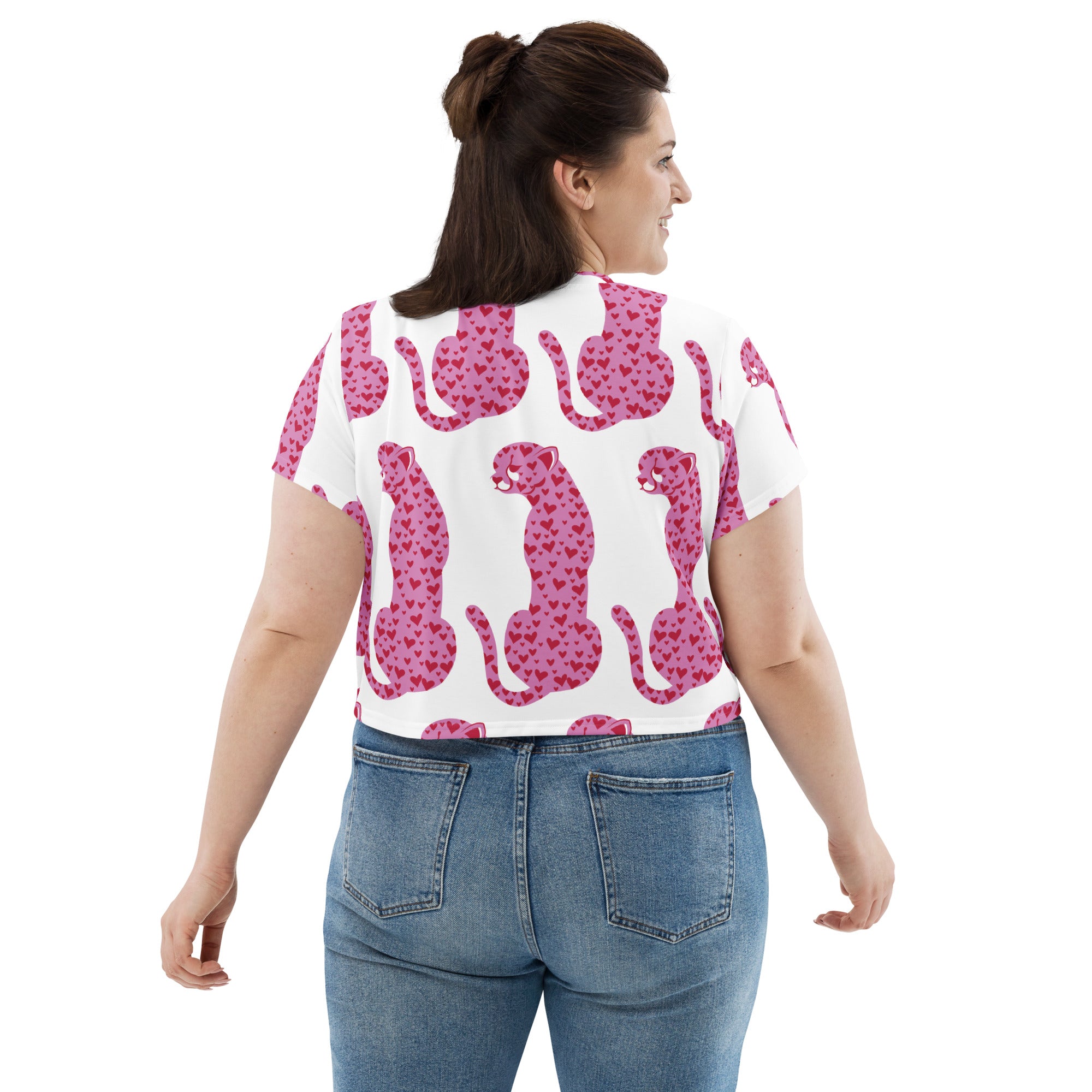 Pink Cheetah All-Over Print Crop Tee