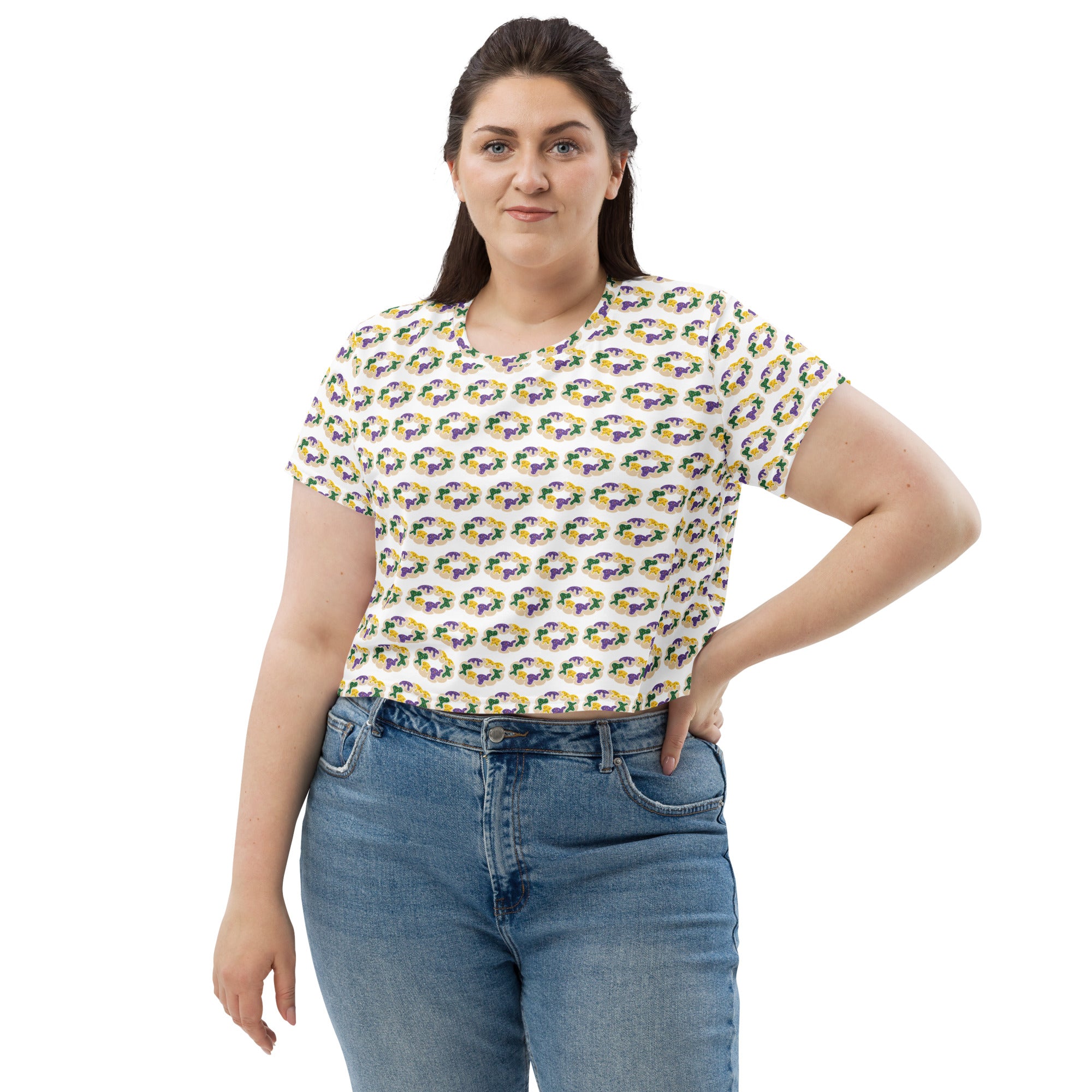 King Cake All-Over Print Crop Tee