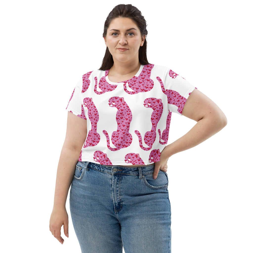 Pink Cheetah All-Over Print Crop Tee