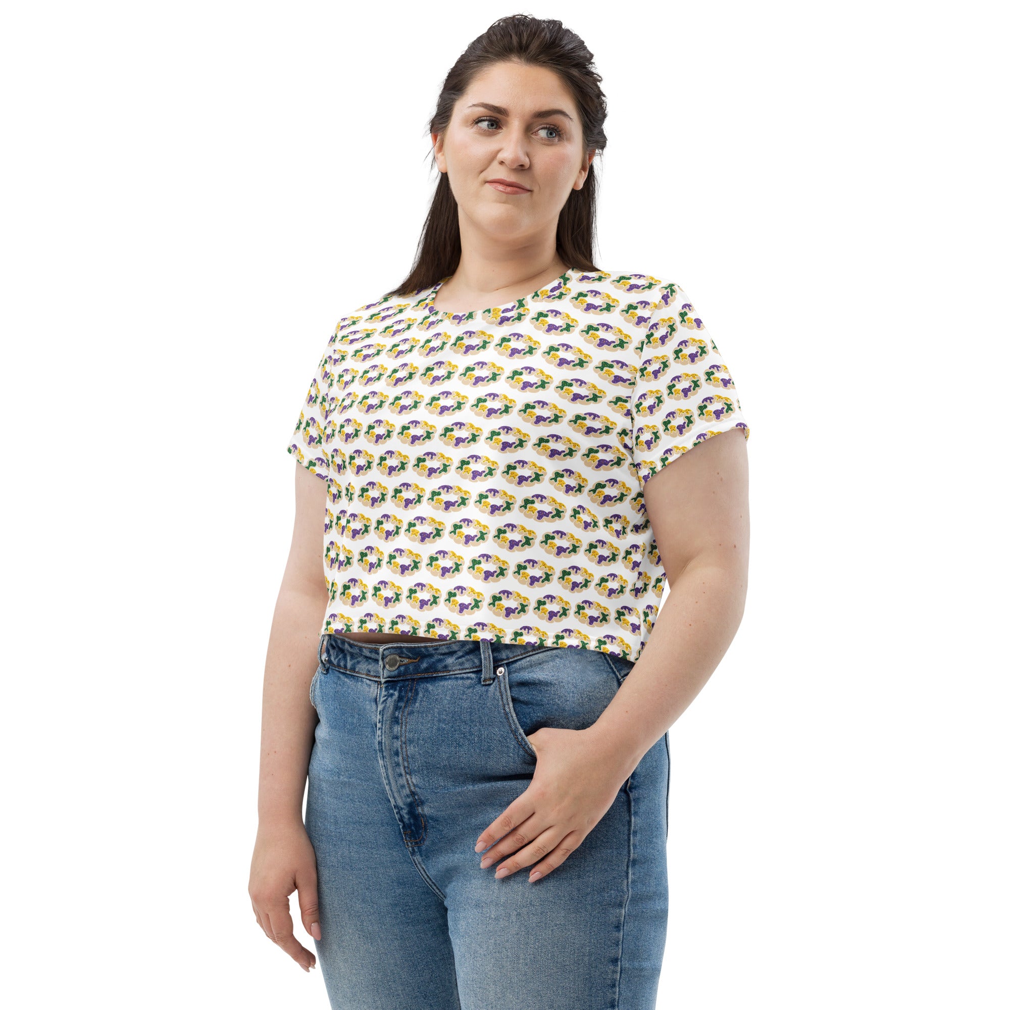 King Cake All-Over Print Crop Tee