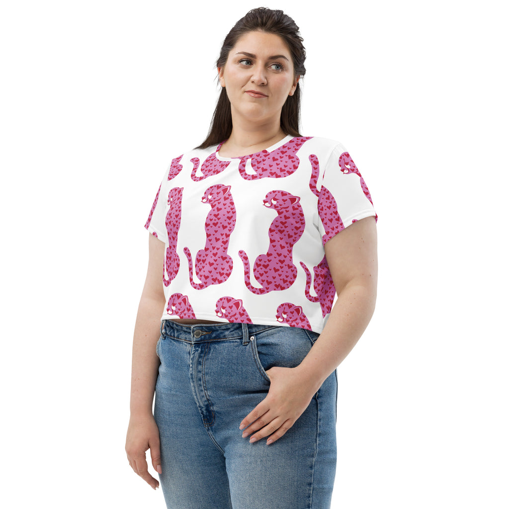 Pink Cheetah All-Over Print Crop Tee