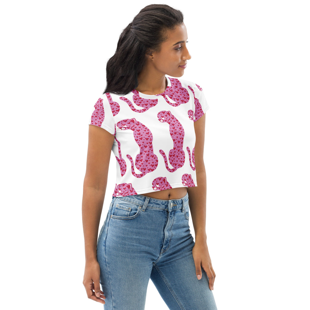 Pink Cheetah All-Over Print Crop Tee