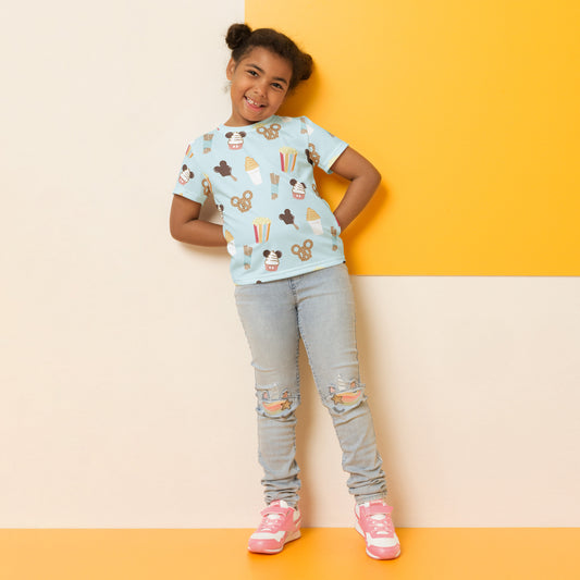 Here for the snacks Kids crew neck all over print t-shirt - CraftNOLA