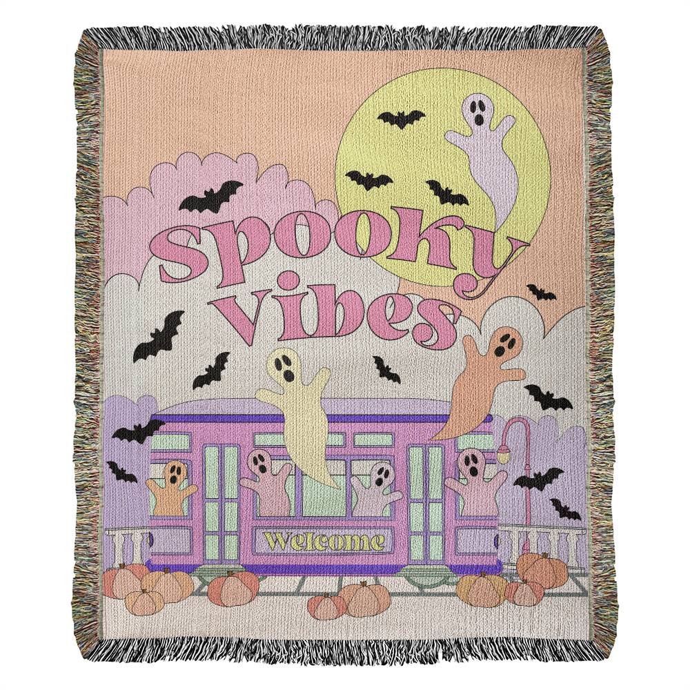 Spooky Vibes and Street Car rides - Pastel Pink - Woven Blanket