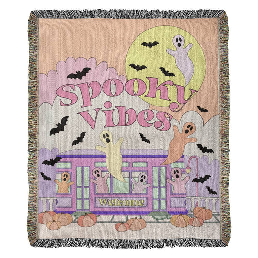 Spooky Vibes and Street Car rides - Pastel Pink - Woven Blanket