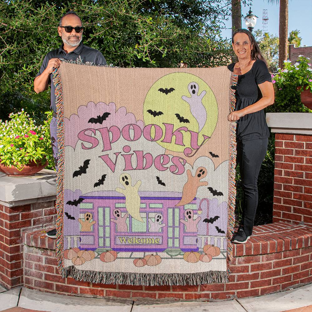 Spooky Vibes and Street Car rides - Pastel Pink - Woven Blanket