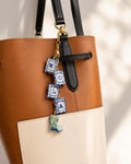 Blue and White Bag Charm, Personalized Name or Initial Purse Charm, Handmade Tile Accessory