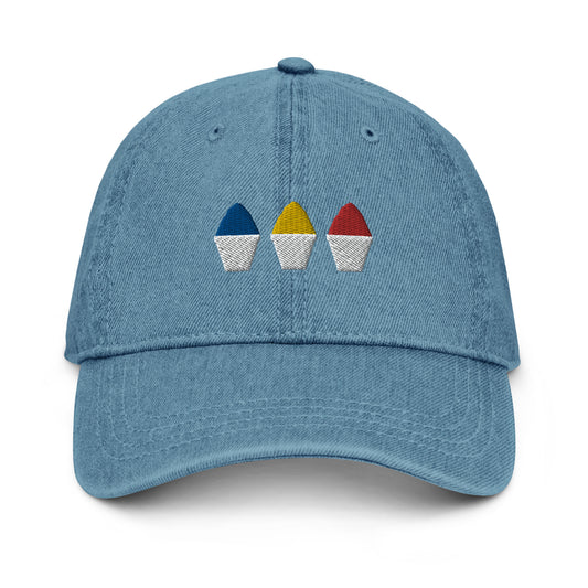 Primary Color Snowball Denim Hat - CraftNOLA Cap - Light Blue Denim, Blue Denim, Black Denim
