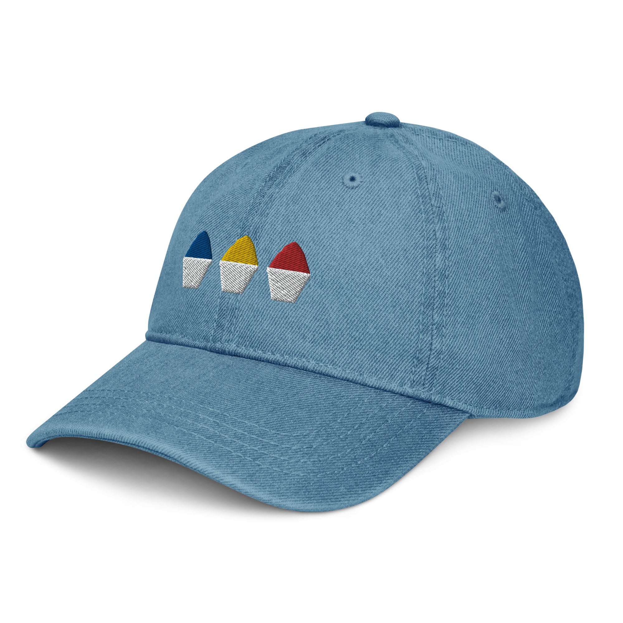 Primary Color Snowball Denim Hat - CraftNOLA Cap - Light Blue Denim, Blue Denim, Black Denim