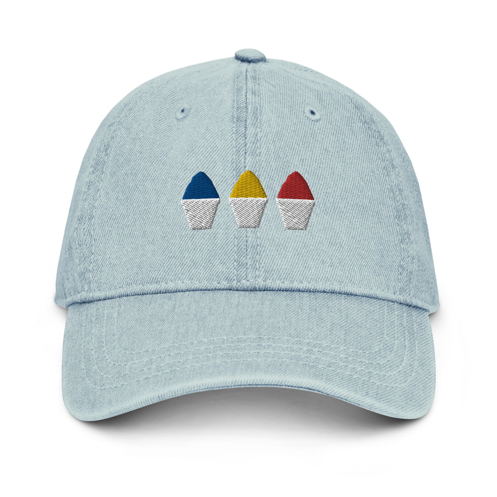 Primary Color Snowball Denim Hat - CraftNOLA Cap - Light Blue Denim, Blue Denim, Black Denim