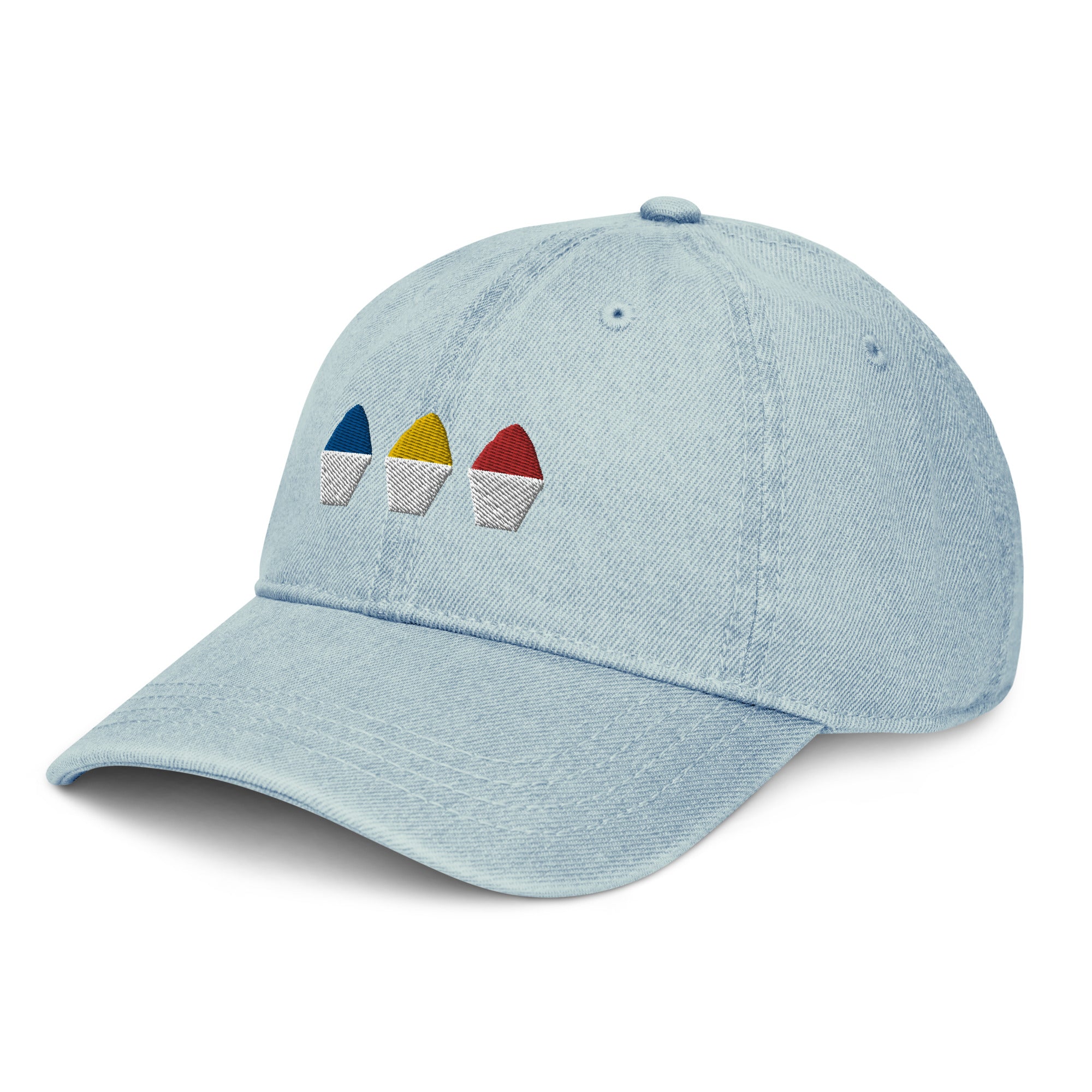Primary Color Snowball Denim Hat - CraftNOLA Cap - Light Blue Denim, Blue Denim, Black Denim