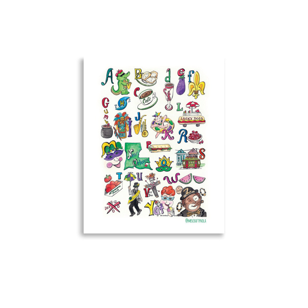 Yat Alphabet Poster – Funny New Orleans-themed wall art print with local slang