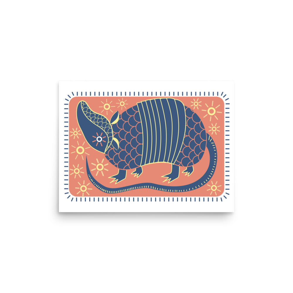 Armadillo South West inspired Print Poster - Blue, Red, Yellow