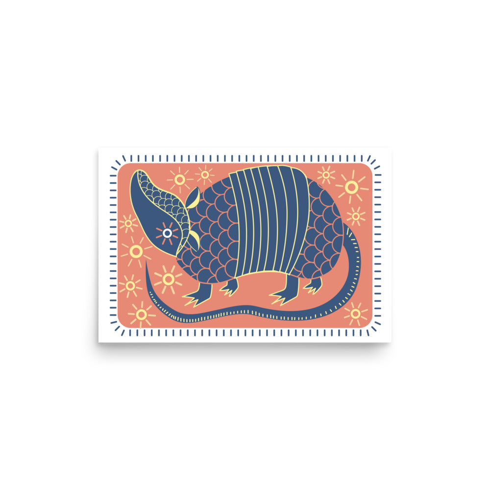 Armadillo South West inspired Print Poster - Blue, Red, Yellow