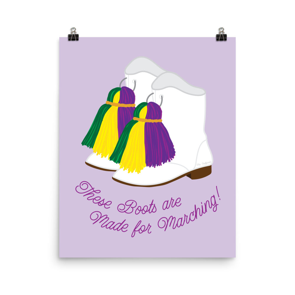 Vibrant Mardi Gras Majorette Boot Poster - CraftNOLA Print