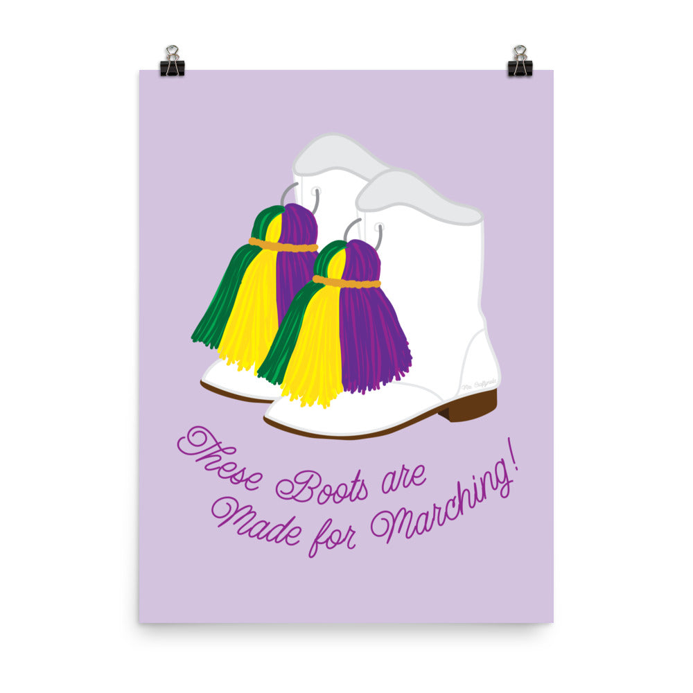 Vibrant Mardi Gras Majorette Boot Poster - CraftNOLA Print