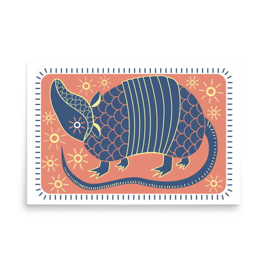 Armadillo South West inspired Print Poster - Blue, Red, Yellow