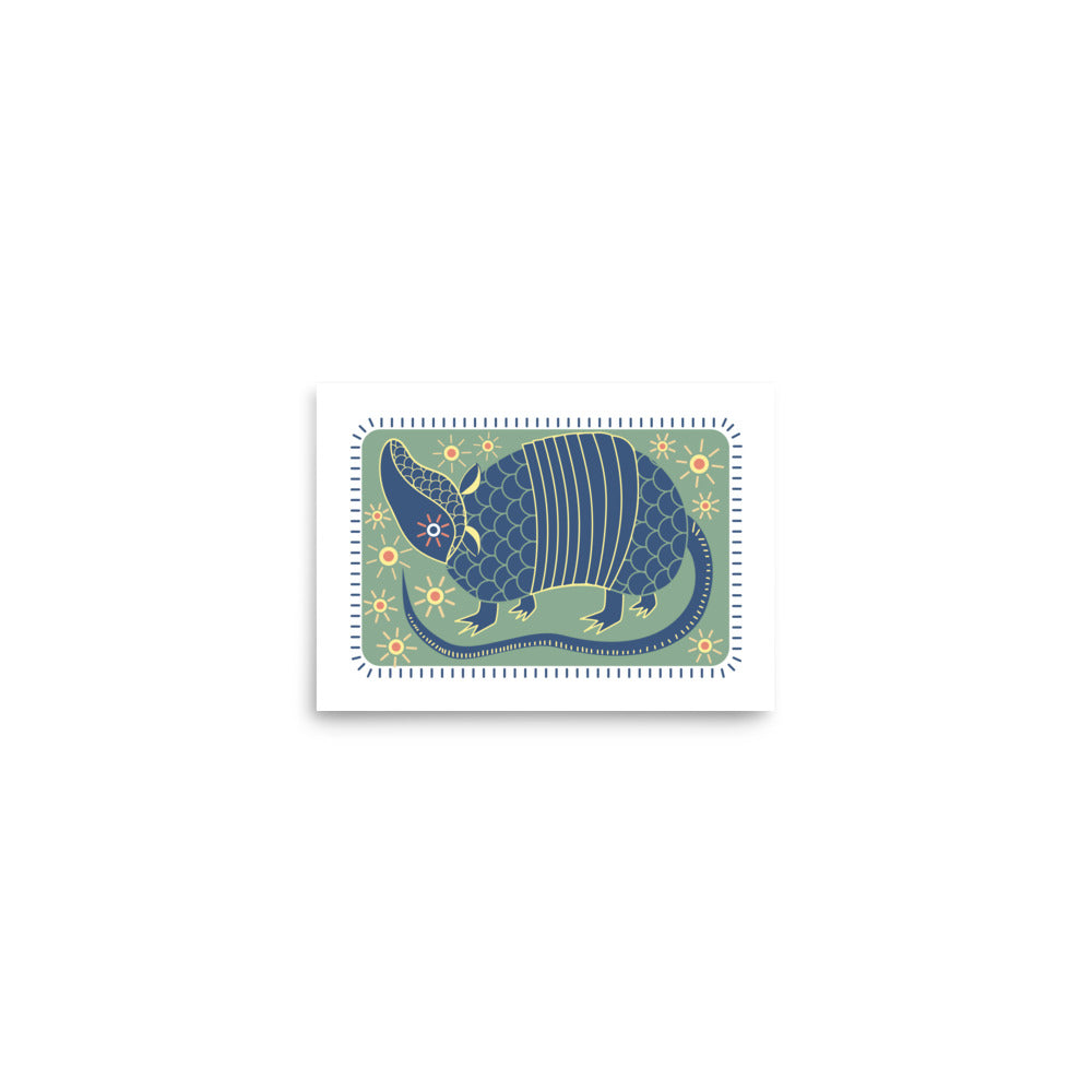 Armadillo South West Inspired Print Poster - Blue, Green, Yellow