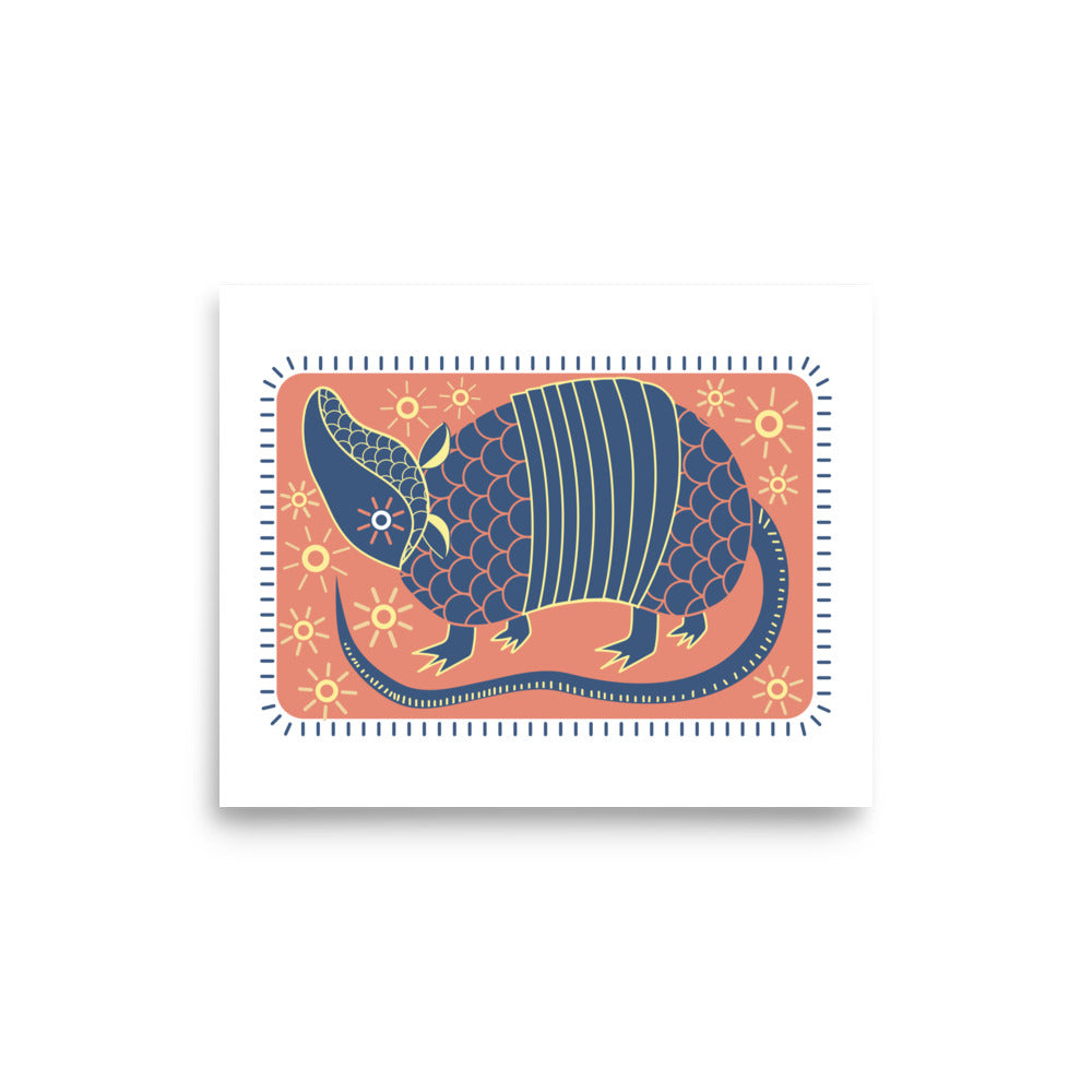 Armadillo South West inspired Print Poster - Blue, Red, Yellow