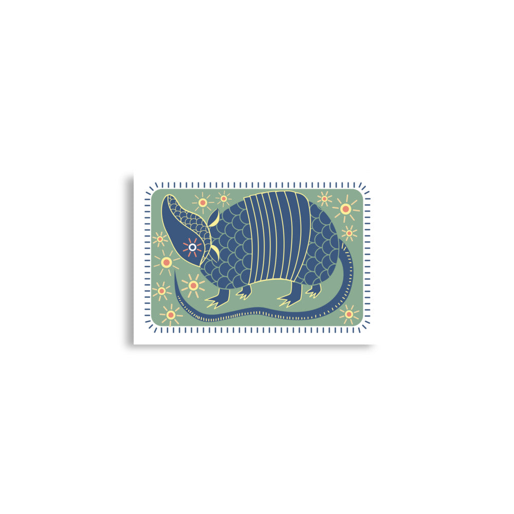 Armadillo South West Inspired Print Poster - Blue, Green, Yellow