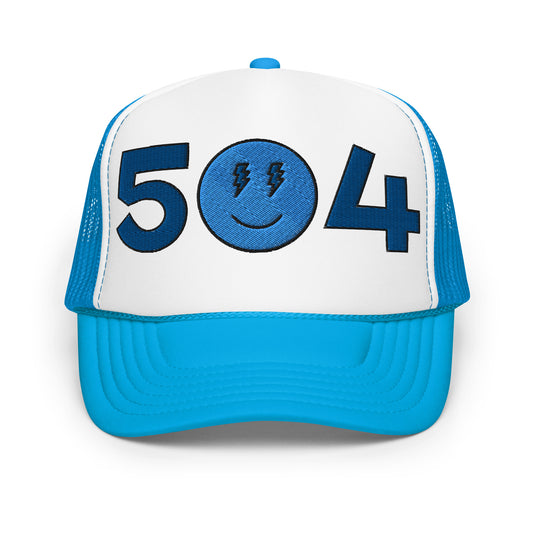 504 Blue Smiles Foam trucker hat