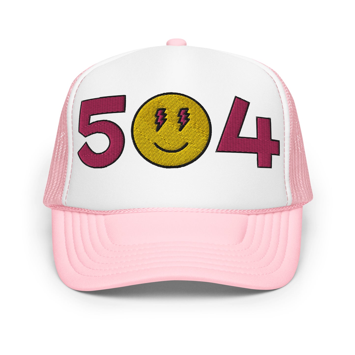 504 Pink Smiles Foam trucker hat