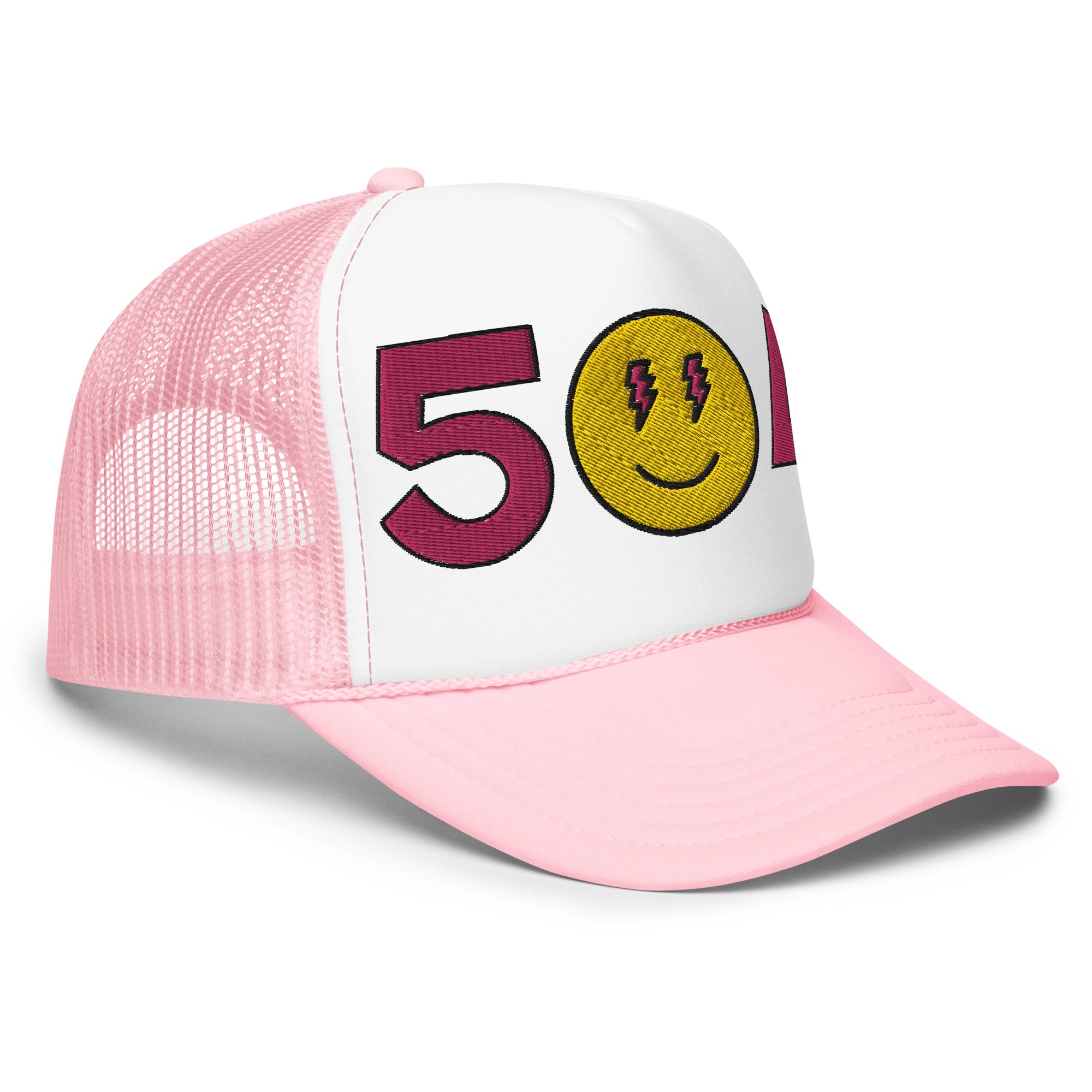 504 Pink Smiles Foam trucker hat