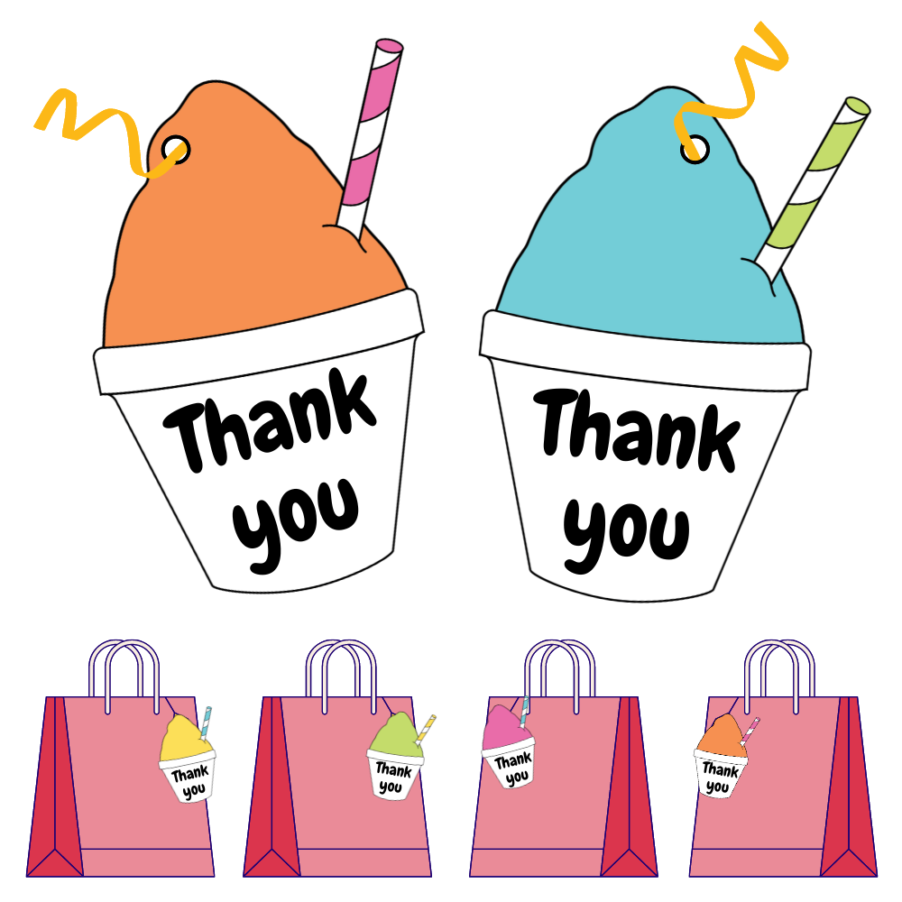 Banner & Thank You Tag Print Out Bundle - Multi Color Snowball Birthday  - Canva Template