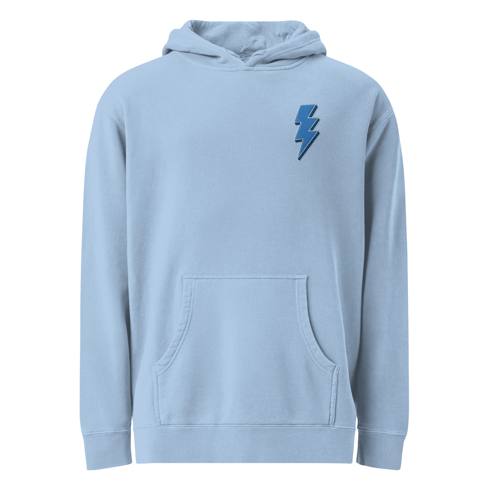 Blue Lightning Unisex pigment-dyed hoodie with Embroidery