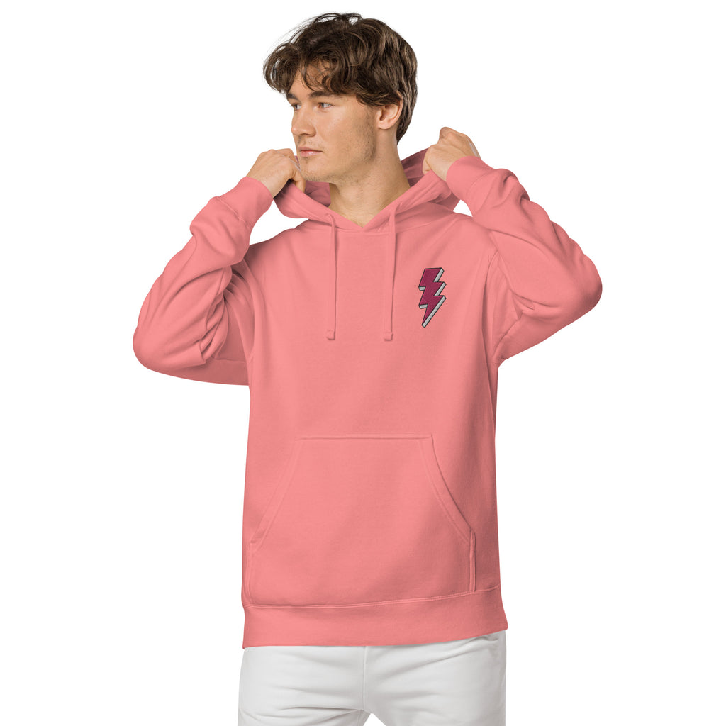Pink Lightning Unisex Pigment-dyed Hoodie Embroidery