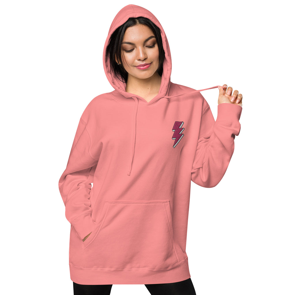 Pink Lightning Unisex Pigment-dyed Hoodie Embroidery